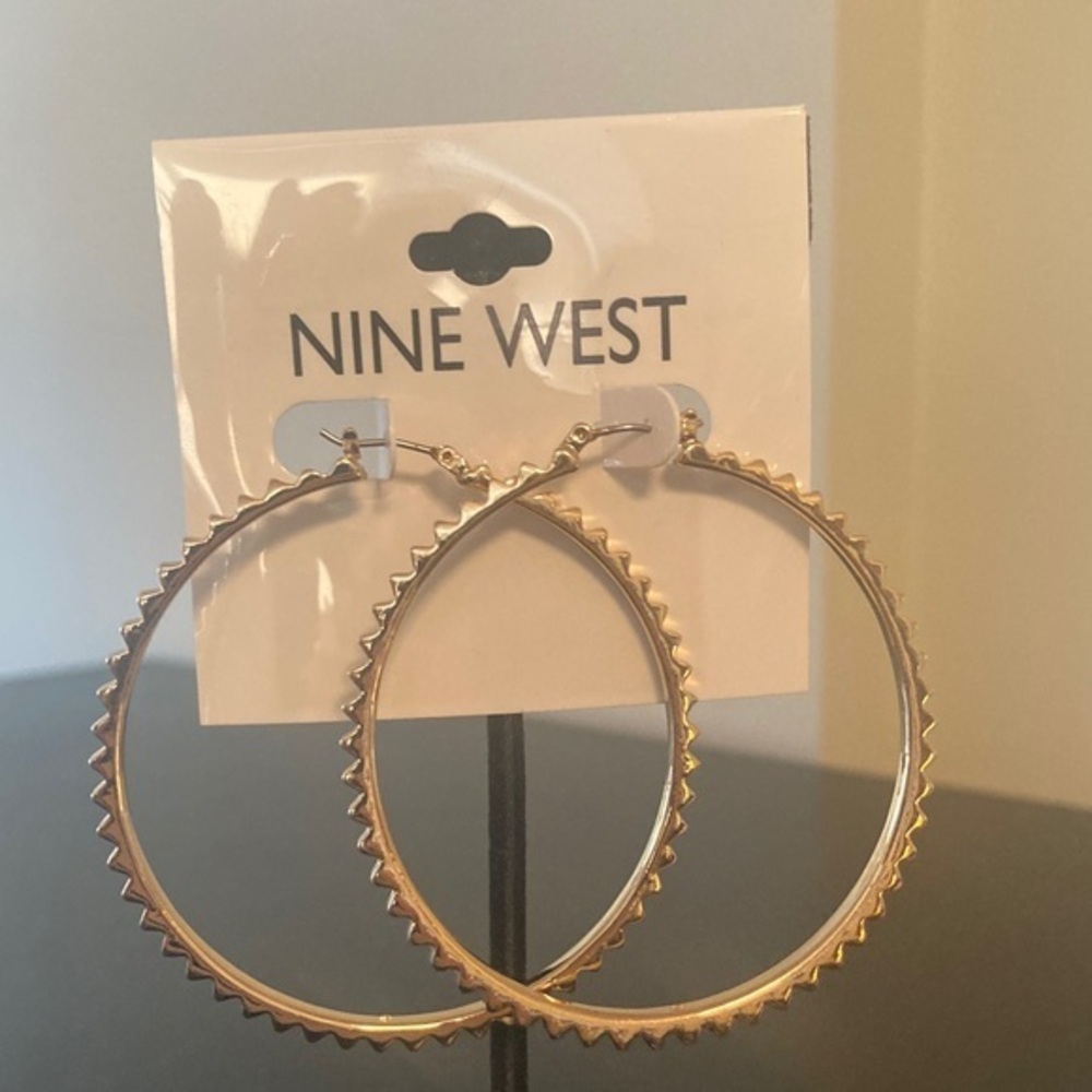 Nine West Spiked Gold Hoop Earrings